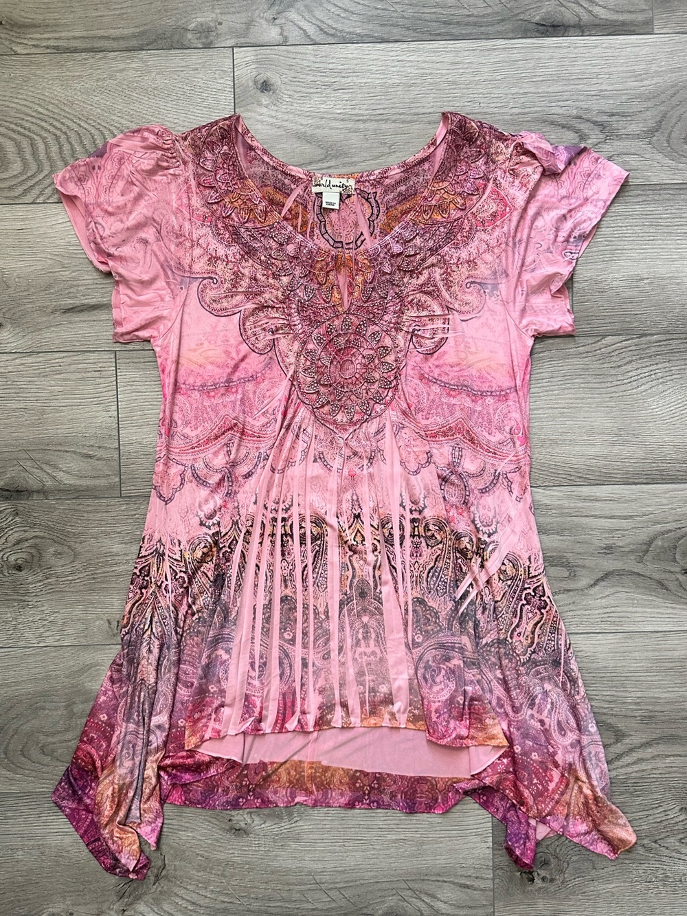 Pink paisley print blouse